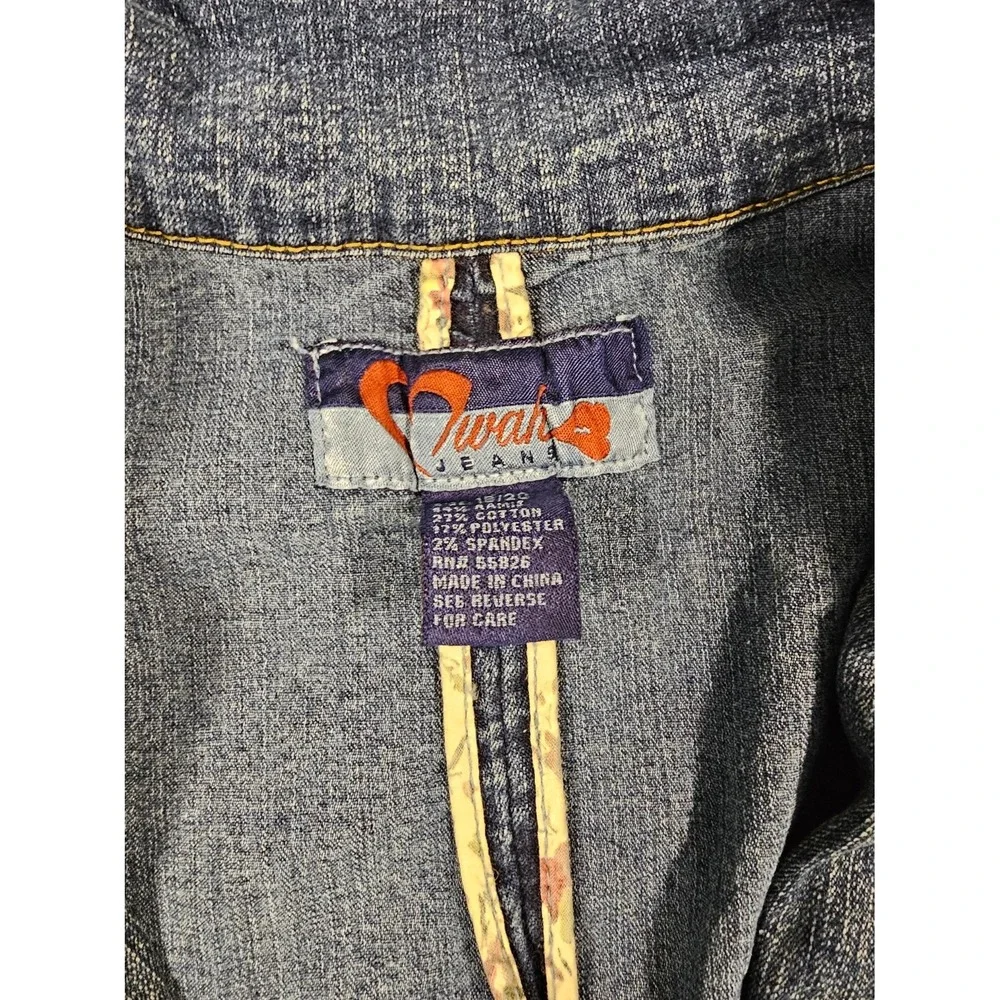 Mwah Jeans Womens Medium Wash Denim Blazer Jacket Blue Size 18/20 Stretch Button